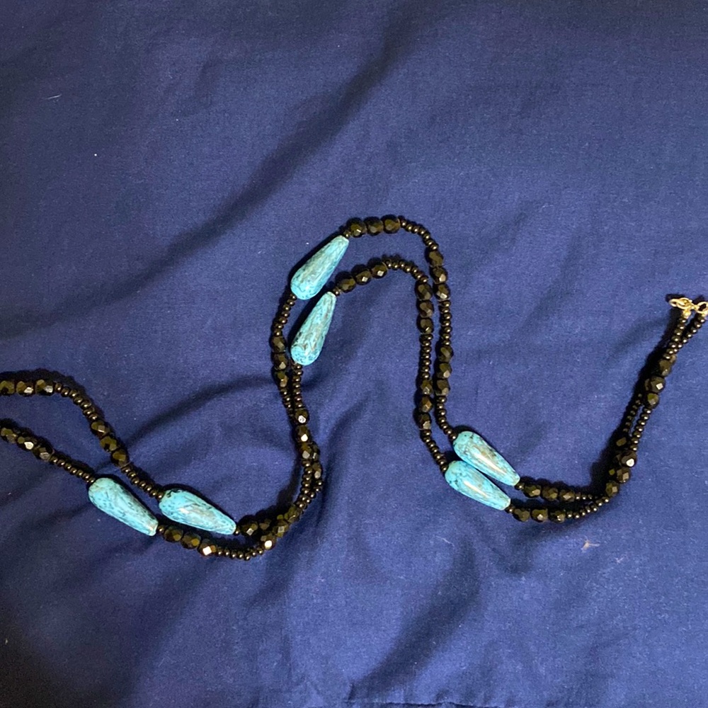 Aztec Beaded Necklace - worn long out doubled.